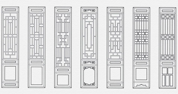 九龙常用中式仿古花窗图案隔断设计图