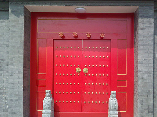 九龙中国传统四合院系列朱红色中式木制大门木作